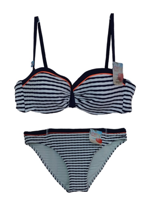 Costume de baie pentru dama, plaja cires, Art 25823, set 2 piese, albastru/alb, 85B/S