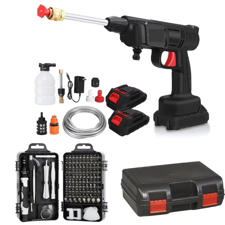 Pistol de Spalat cu Presiune APF®, Portabila, fara Fir, cu Doua Baterii 48V 5000mah, Furtun presiune 5 Metri si Cutie Transport
