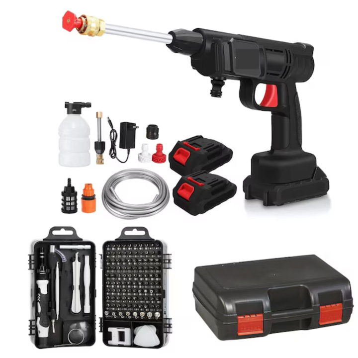 Пистолет за миене под налягане APF®, преносим, безжичен, с две батерии 48V 5000mah, 5-метров маркуч за налягане и транспортна кутия