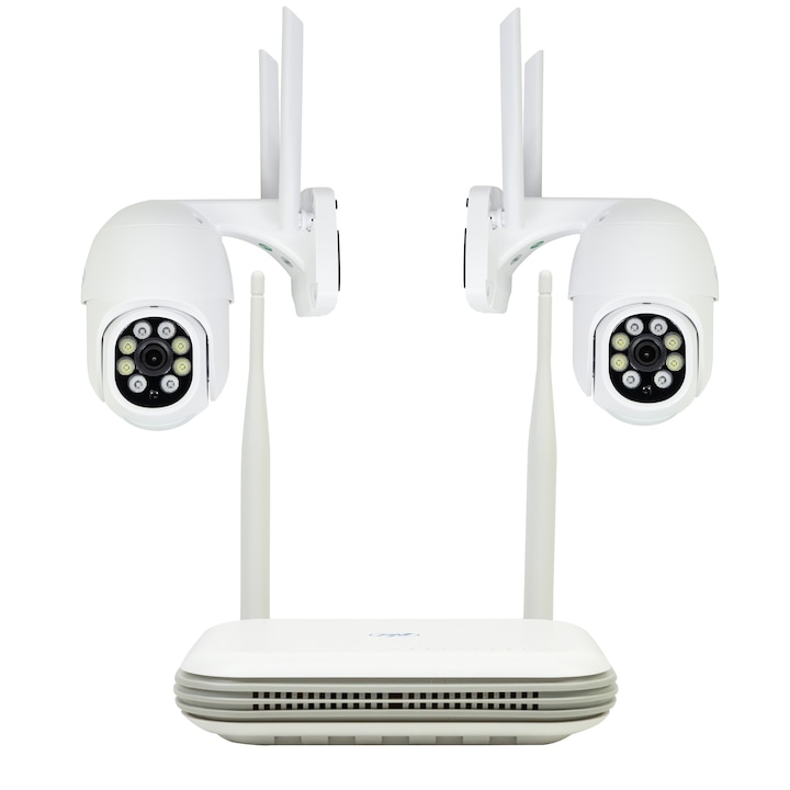 Комплект за безжично видеонаблюдение PNI House WiFi800 NVR и 2 външни камери PNI IP840, 8MP, 4K, IP65