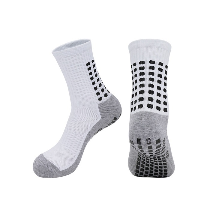 Спортни чорапи Sunmostar, неплъзгащи се, памук+полиестер, бели, 22x15 см, комплект от 2 чифта