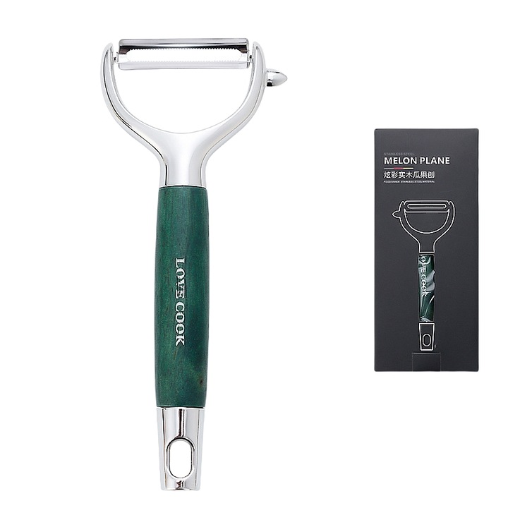 Curatator legume si fructe, cu maner din lemn, lame din otel inoxidabil, argent