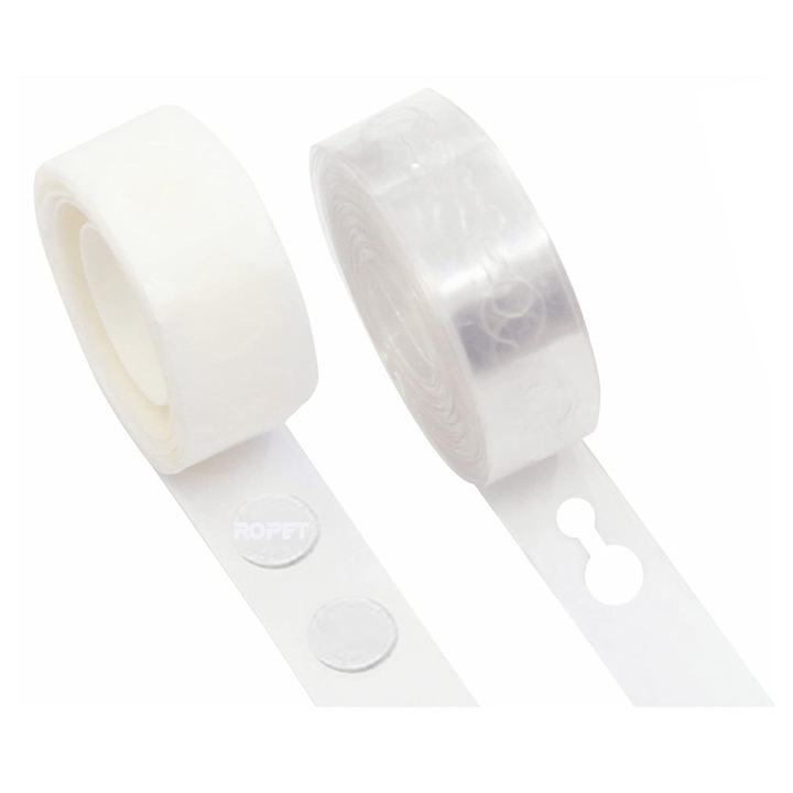 Set 2 bucati - Banda 100 puncte pentru lipit baloane si banda de 5m din plastic pentru arcada de baloane, Ropet