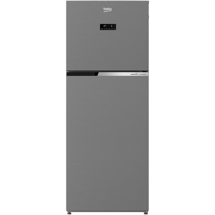 Frigider cu doua usi Beko RDNT401E40SZXBN, 375 l, NeoFrost Dual Cooling, HarvestFresh, NutriFreeze, Display touch control, No Frost Freezer, Clasa E, H 172 cm, Inox
