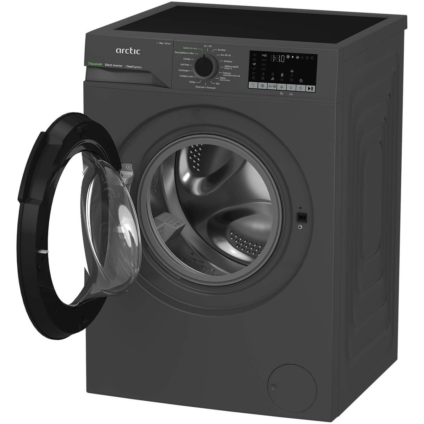 Masina de spalat rufe Arctic APLM2WFSU210411A, 10 Kg, 1400 RPM, Clasa A, Motor Silent Inverter, Recycled Tub, Steam, Child Lock, Add-In, Antracit