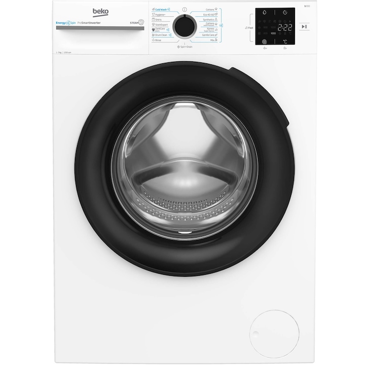 Пералня Beko BM3WFSU37213WB, 7 кг, 1200 об/мин, Клас A, SteamCure, Recycled Tub, ProSmart Inverter Motor, AddXtra, WaterMode, ColdWash, Бял
