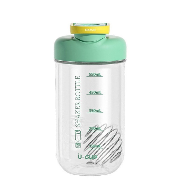 Shaker Blend Bottle, NAXSIR, Cu Bila de Mixare, gradata, portabila, Tritan, 750 ml, verde