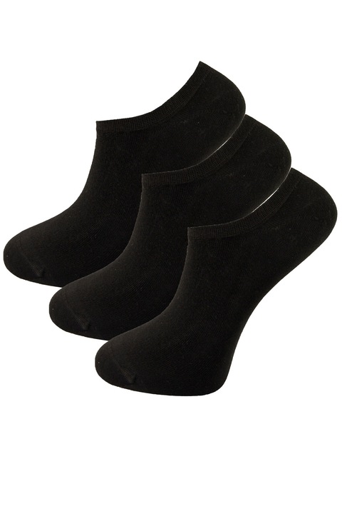 Set 3 Sosete Scurte din Bambus, Newtone, SNB01, Fara cusatura, Model Uni, Negru, 41- 43 EU