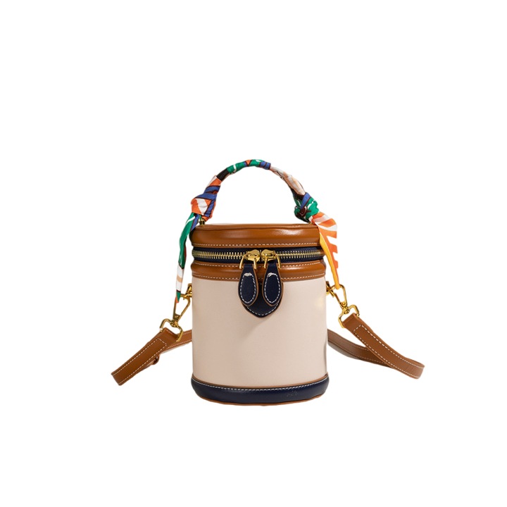 Hengeres táska ökológiai bőrből, többfunkciós, barna