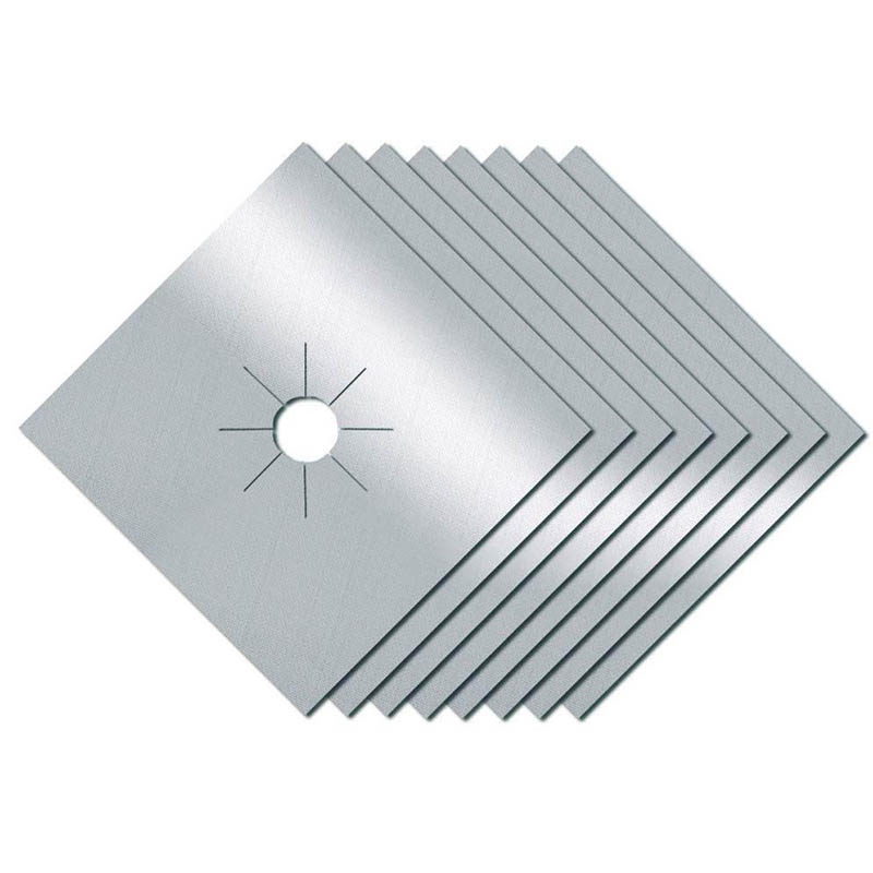 Set 8 bucati garnituri anti-ulei pentru aragaz, Sunmostar, Teflon rezistent la temperaturi inalte, argintiu