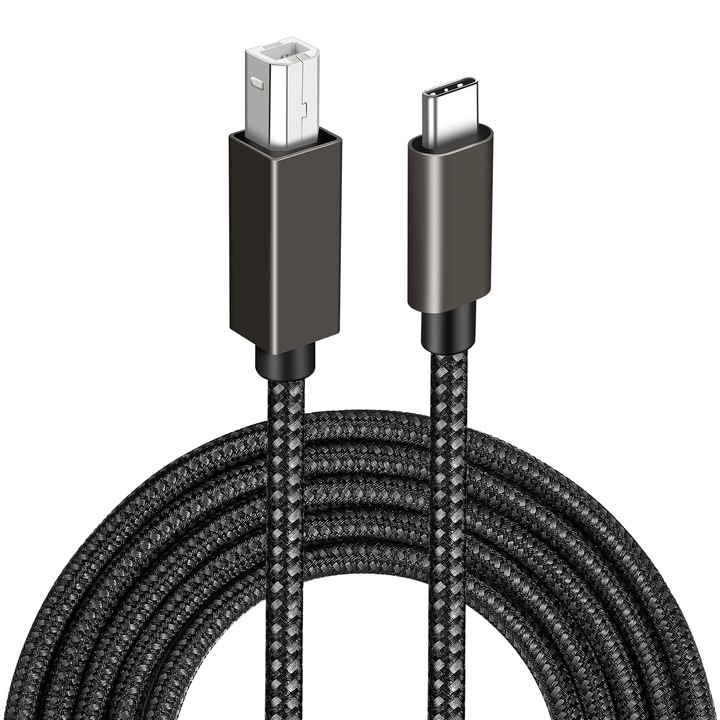 Cablu USB-B USB-C 2.0 la imprimanta, JENUOS®, 3 m, 0, 025 kg, gri spatial
