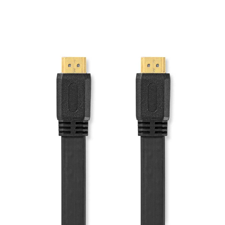 Cablu HDMI de mare viteza cu Ethernet 4K30Hz, plat, 10m, negru, Nedis