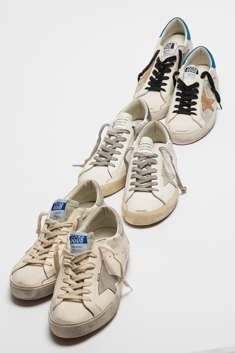 GOLDEN GOOSE, Кожени спортни обувки Super Star деграде, Тъмносребрист/Мръснобял/Сребрист