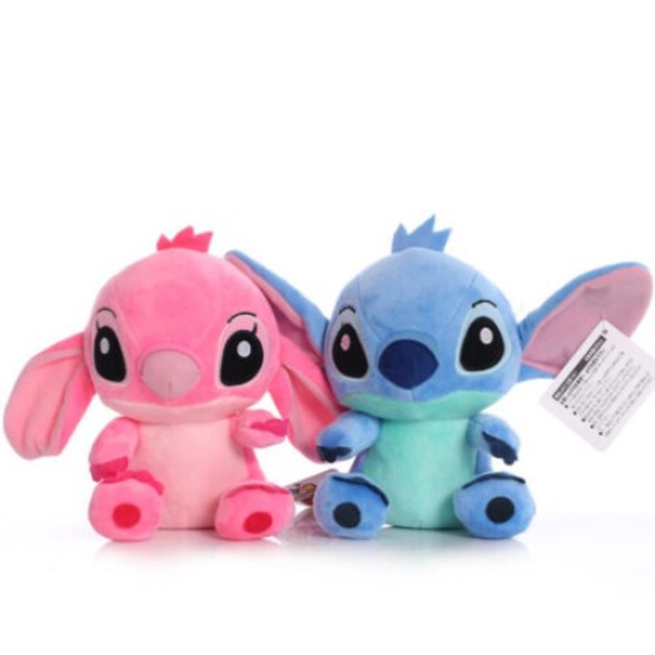 2 db Plüss játék készlet, Lilo & Stitch, 28 cm, kék/rózsaszín, AYDE