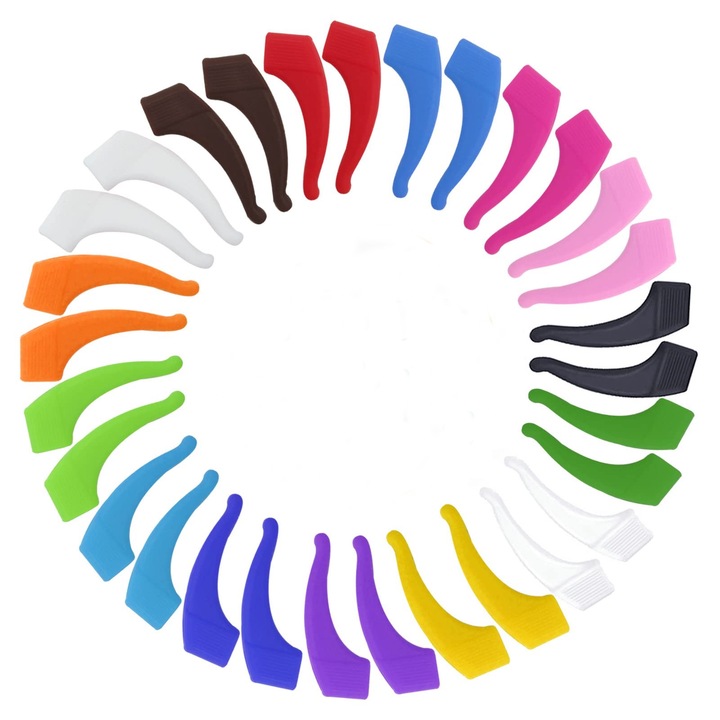 Set 15 perechi accesorii pentru ochelari, lasesasies®, Holder Glasses, antislid, silicon, Anti-alunecare, Multicolor