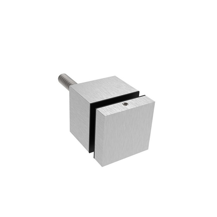 Suport punctual sticla 40x40 distanta 30 m10 racord plat aisi 304 satinat pentru sticla 8-17, 52