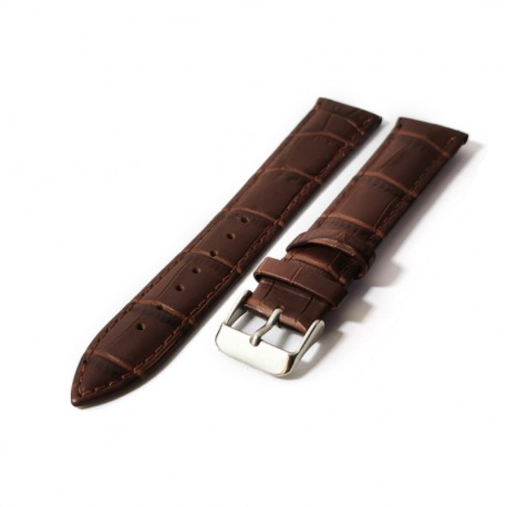 Curea ceas maro inchis cu imprimeu crocodil 20 mm Antialergica