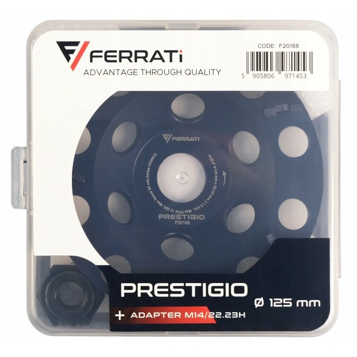 Freza diamantata PCD-F 125mm, FERRATI, pentru indepartarea rapida a straturilor, constructie solida, fara vibratii