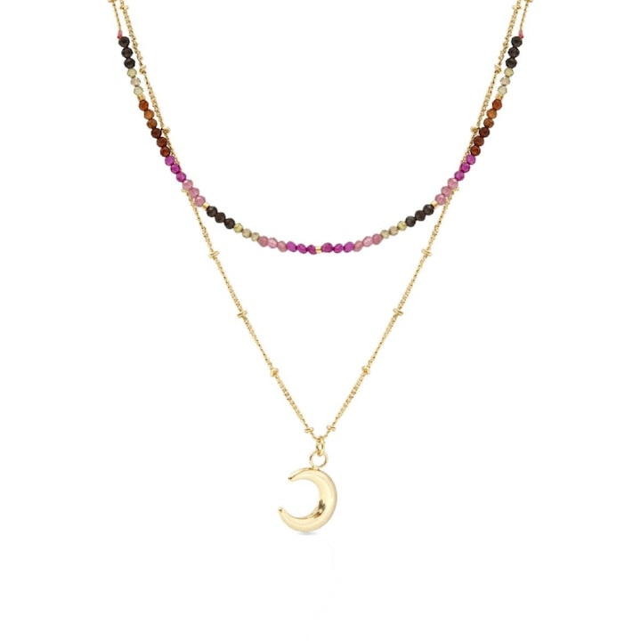 Colier Noko LUXENTER cu pietre de Cristal multicolor si finisat in Aur galben de 18 karate