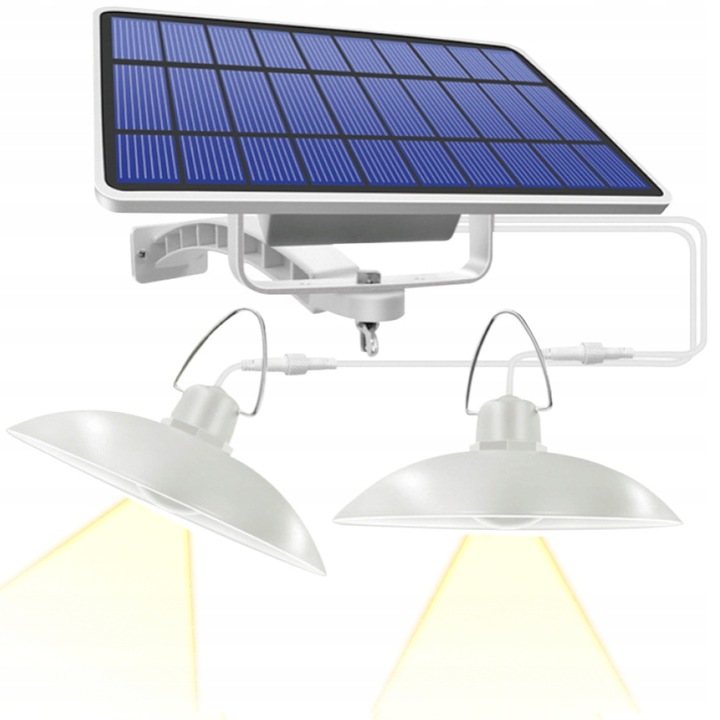 Lampa solara Forever Light, LED, balcon, candelabru solar, exterior, camping, 2 nuante, dubla, 6W, 520lm, culoare neutra 4500K, 5500mAh, SMD, ABS, impermeabil IP65, panouri, PIR