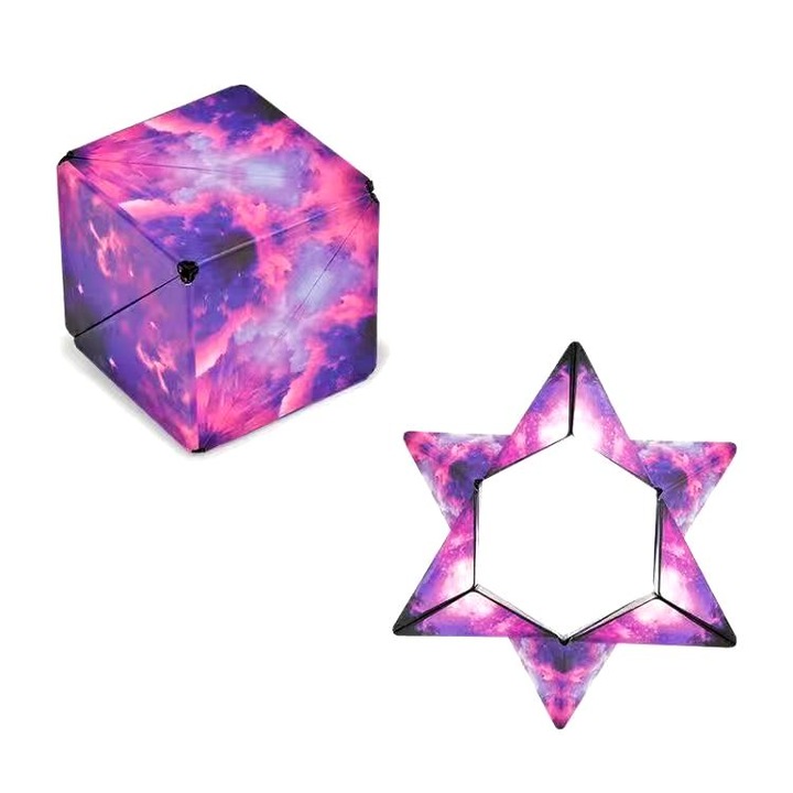 Geometrikus mágneses puzzle, átalakítható, élénk színek, 6cm