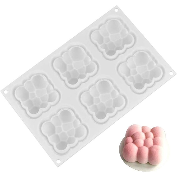 Форма за торта, Enforose, 3D Bubbles Sky Cloud, 6 кухини, многоцветна, подходяща за фурна, микровълнова печка и фризер