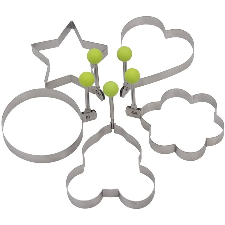 Set de 5 forme prajituri din otel inoxidabil, Enforose, forme florale, non-aderente, usor de curatat