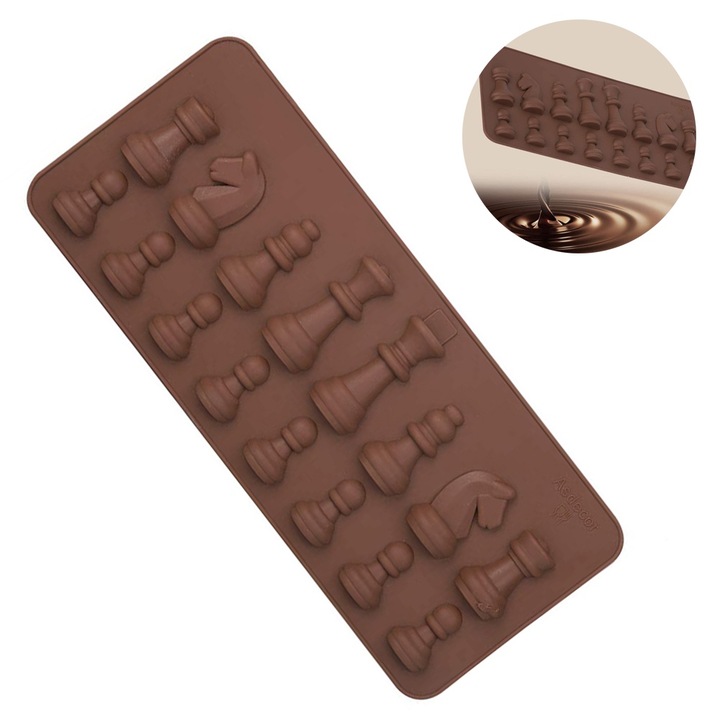 Силиконова форма с шахматни фигури, екологичен материал, гъвкава, 30x20 см