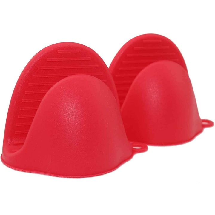 Szilikon sütőkesztyű, 2 db-os készlet, piros, hőálló