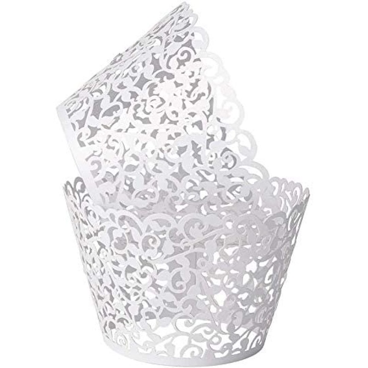 Форми за сладкиши HERUSI, 100 бр., бели, 5.3x5.5x8.5см, перлен картон