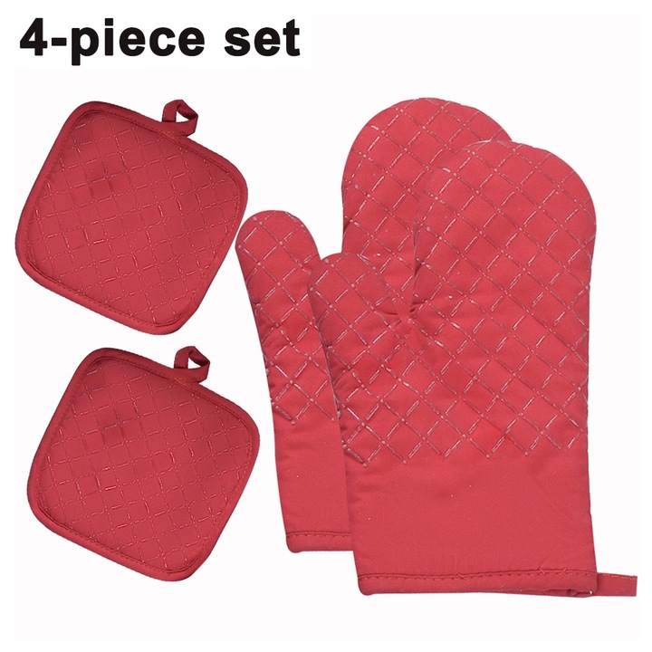 Hőálló szilikon sütőkesztyű készlet, 4 darabos