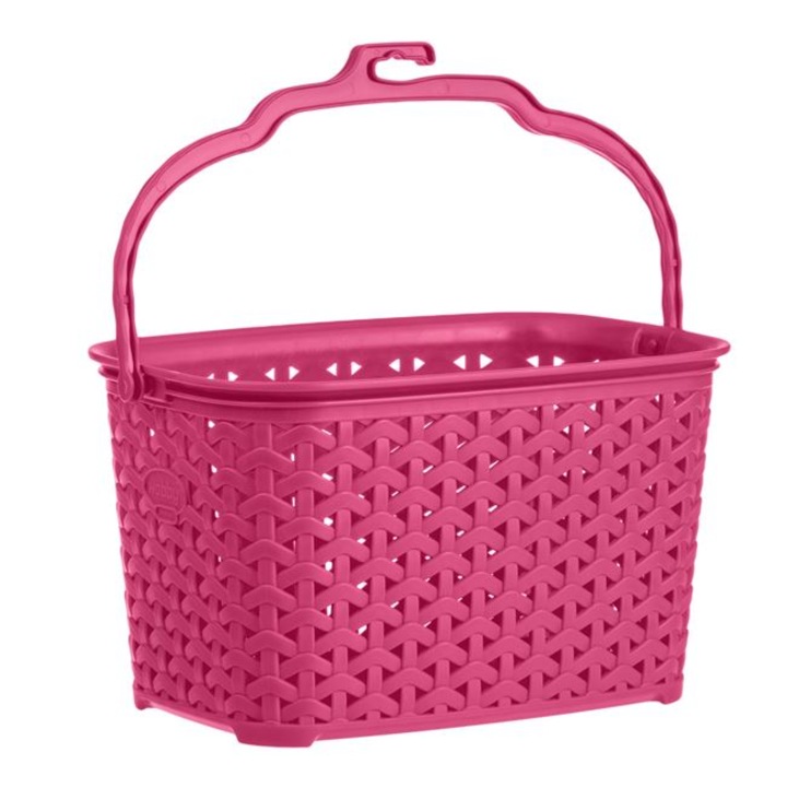 Cos din Plastic tip Ratan Fucsia pentru Carlige Rufe 22x15x12cm