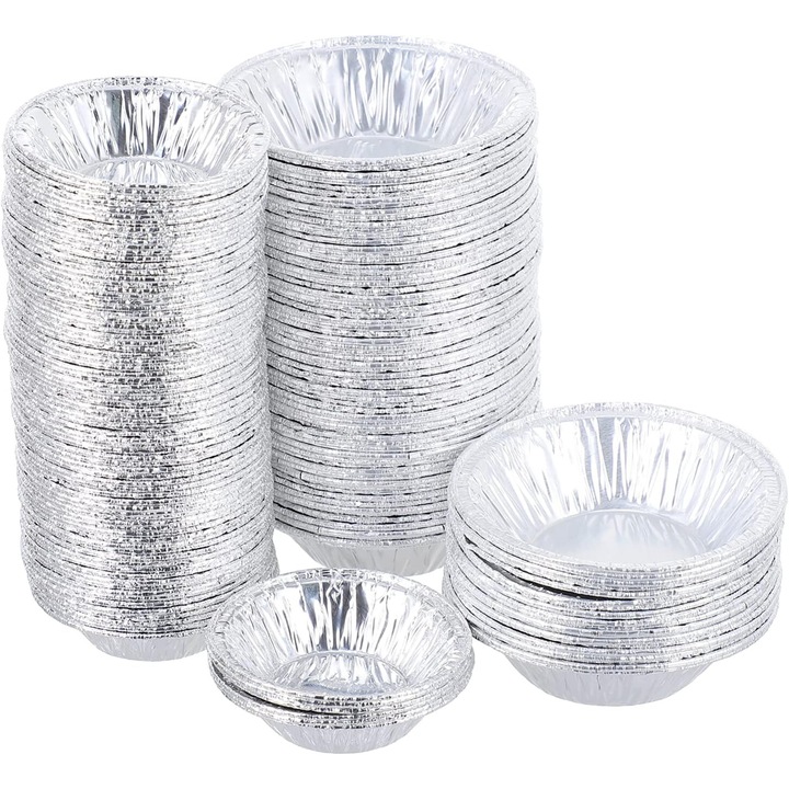 Ezüst alumínium tortaformák készlet, sütőbe, 10x5cm