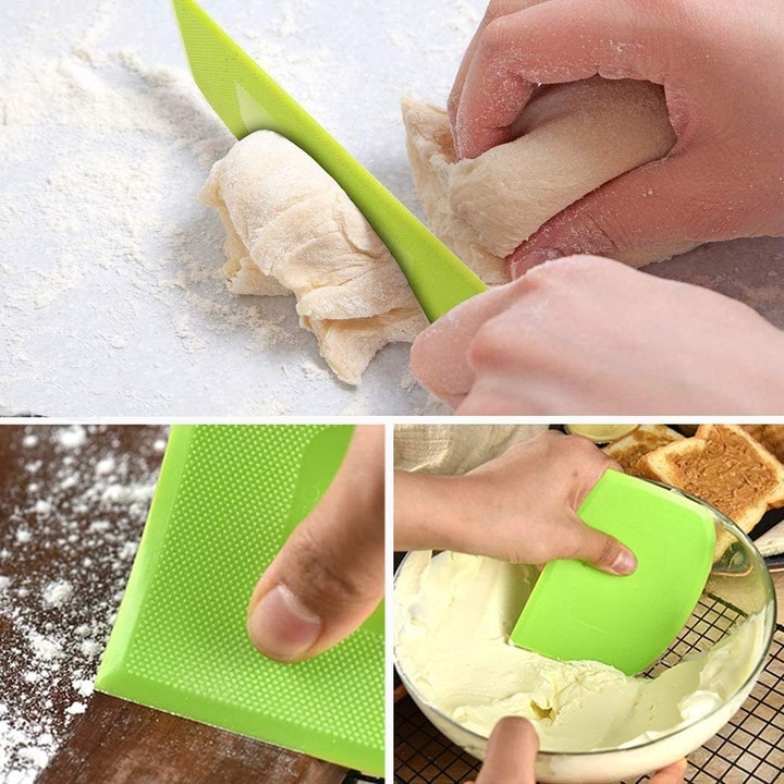 Spatula flexibila pentru aluat, plastic PP de calitate alimentara, rezistenta la caldura, usor de curatat, set multifunctional