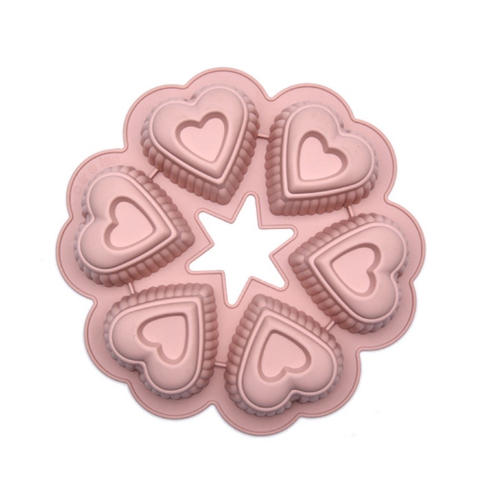 Szilikon muffinforma, 6 db-os, tapadásmentes, rózsaszín