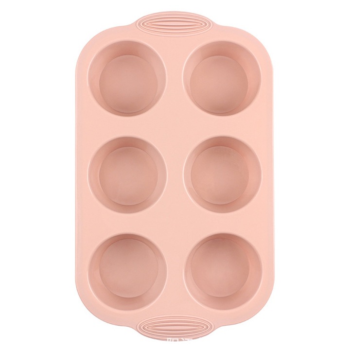 Szilikon muffinforma, 6 db-os, rózsaszín