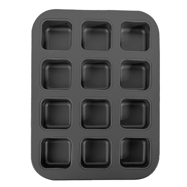 Süteményes tepsi, 8 rekesszel, tapadásmentes, fekete