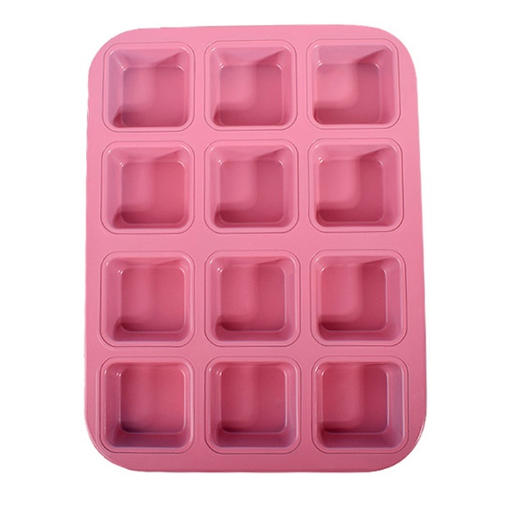 Süteményes tálca, 8 rekesszel, rózsaszín