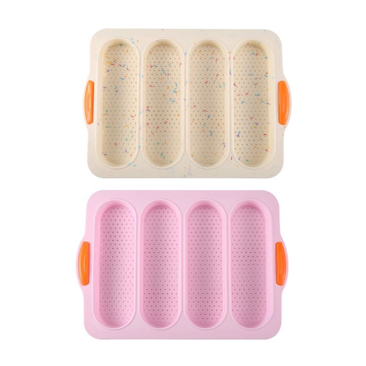 Szilikon tepsi kenyérhez, tapadásmentes, 4 rekeszes, többszínű, 2 darab