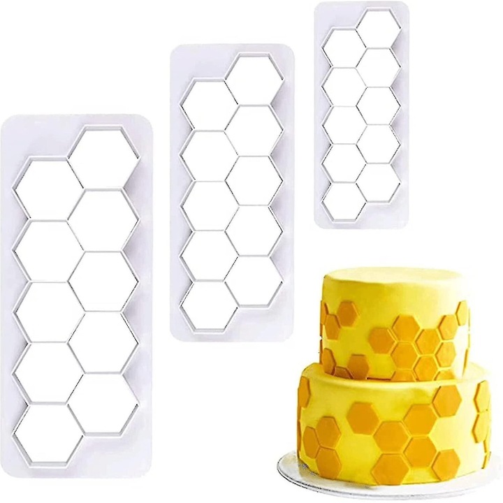 Set 3 decupatoare hexagonale de biscuiti BGHYHYHI, 12.5x5/16x6.5/19.5x8cm