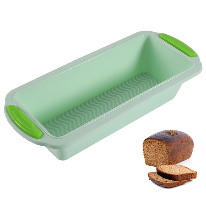 Kenyérsütő tepsi, szilikon, 29x13,4x6cm, zöld