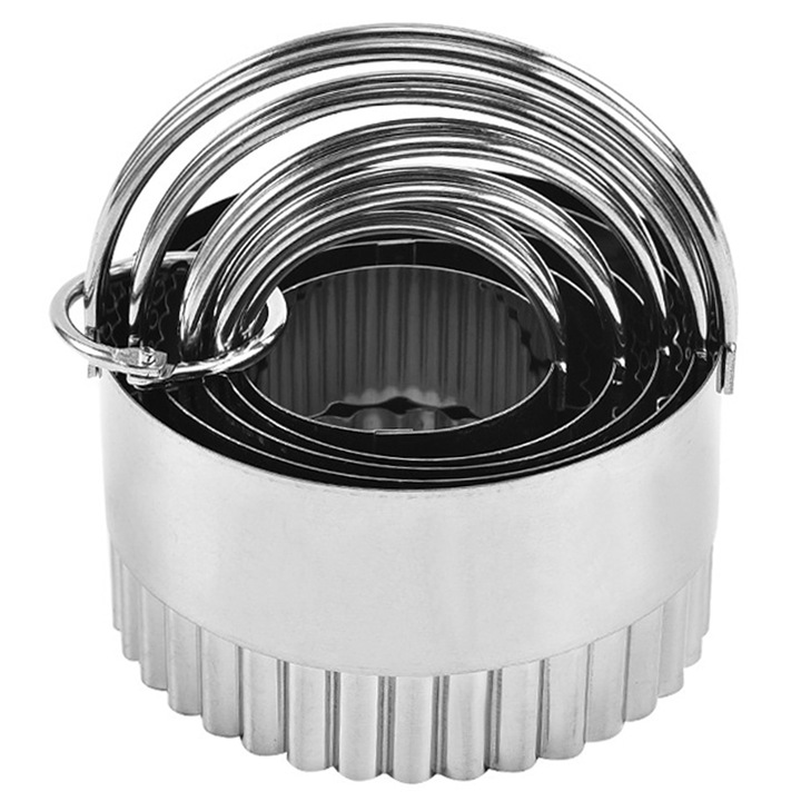 Set ustensile de bucatarie QttvbTna, forme pentru biscuiti, inel maner, inox, argintiu, set 3 piese