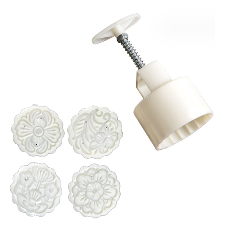 Комплект форми за сладки Enforose, 4бр, печати цветя, 75гр, 6x14.2см