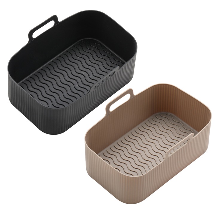 2 db-os szilikon sütőlap készlet, újrafelhasználható, fekete/barna, 30x45cm