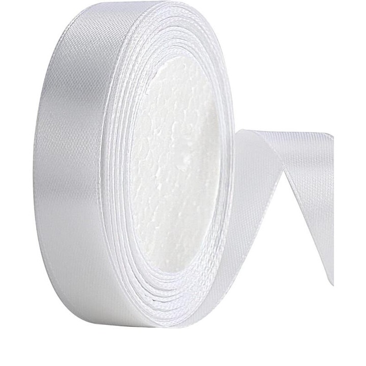 Panglica satinata, YSBER, poliester, latime 2 cm, 1 rola 22 m, alb