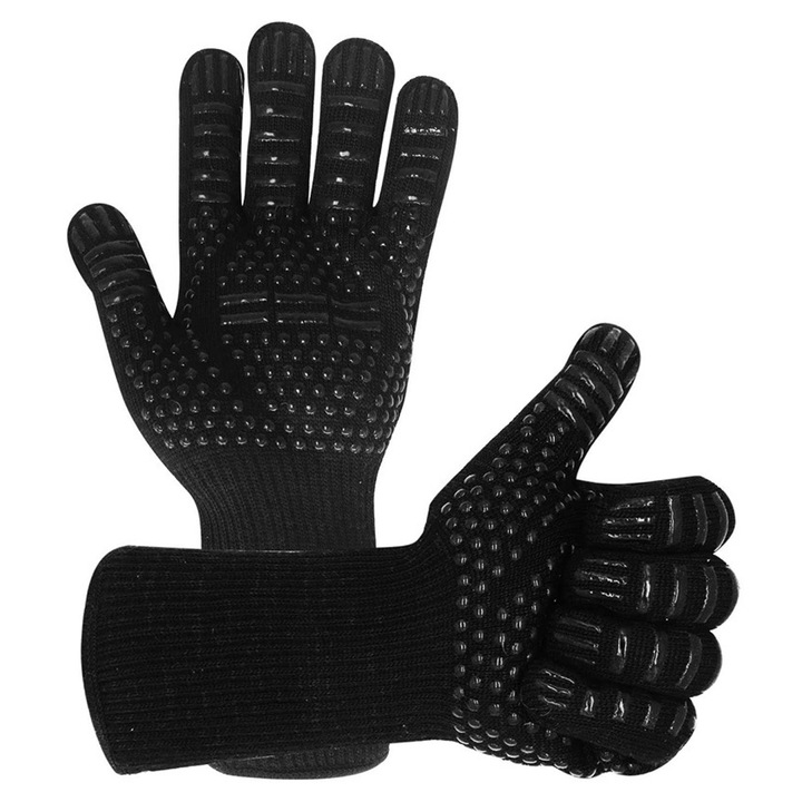 Grillkesztyű, STOL, 800°C-ig hőálló, csúszásmentes, fekete