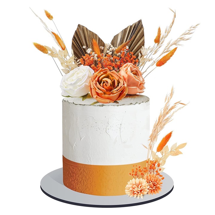 Комплект за декорация на торта в стил бохо, естествени сухи цветя, за партита, многоцветен