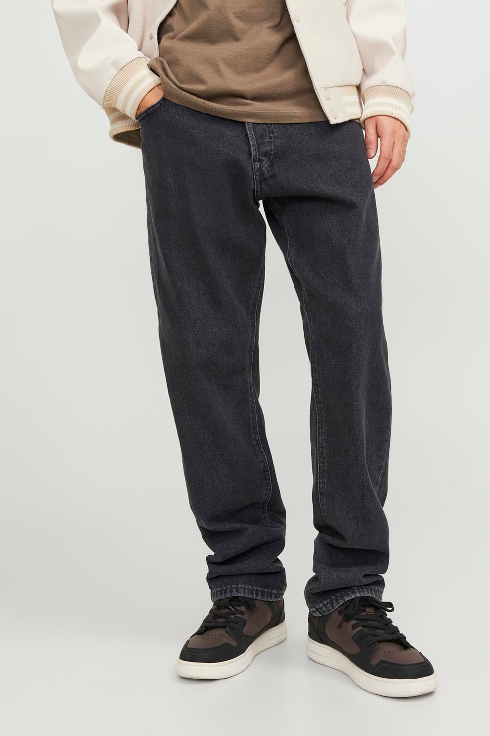 Jack & Jones, Blugi relaxed fit JJICHRIS JJORIGINAL SQ 737, Gri prafuit, W32-L34