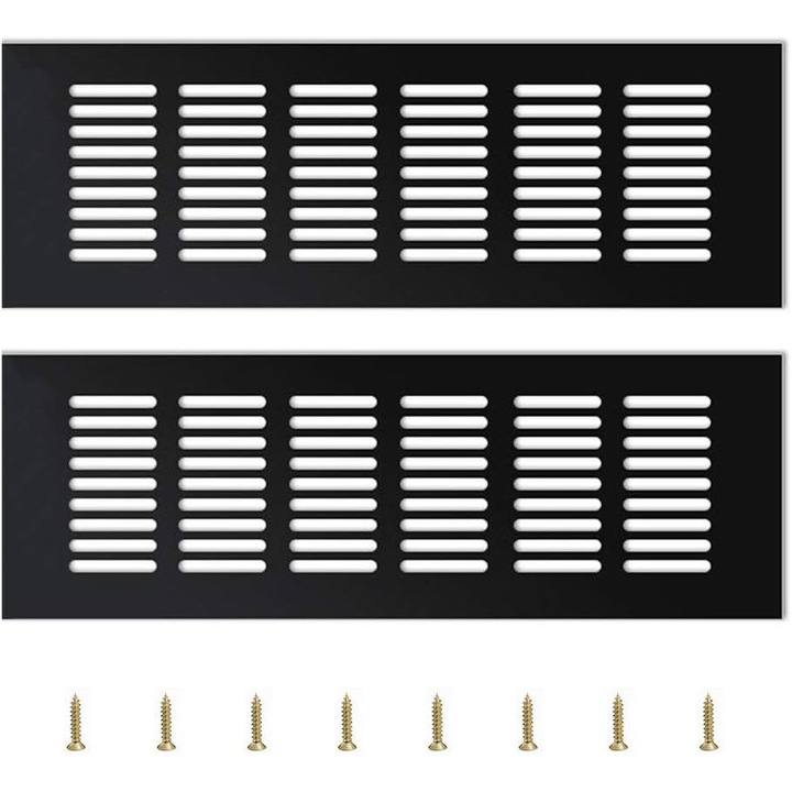 Capac de ventilatie din aliaj de aluminiu, AMRINUGL, 2 bucati, negru, instalare usoara, dimensiuni variate