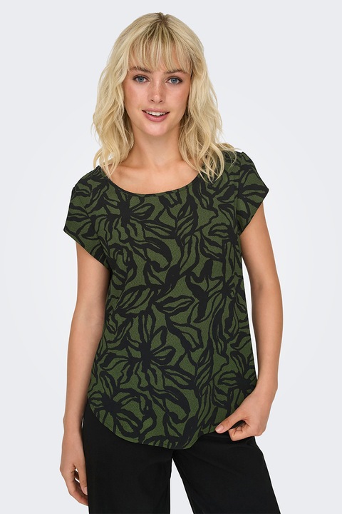 Only, Bluza vaporoasa cu terminatie asimetrica Vic, Negru/Kaki, S